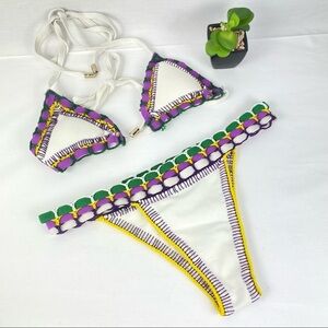 2/$30 To Die For White Bikini Swim wear  Embroidered Swimsuit XS